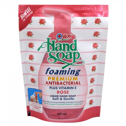 Yuri Hand Soap Foaming PREMIUM Antibacterial Sabun Cuci Tangan Refill 375ml - Rose