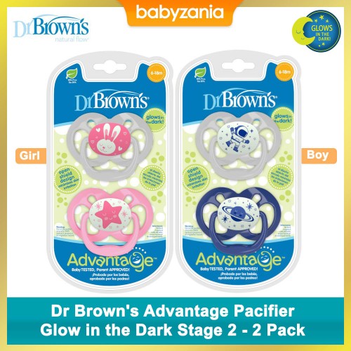 Dr Brown's Advantage Pacifier Glow in the Dark Stage 2 - 2 Pack