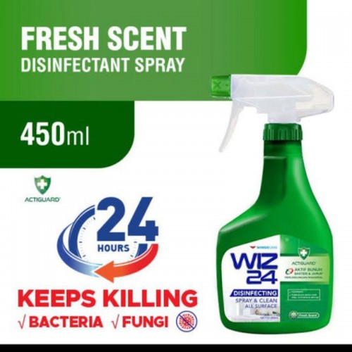 WIZ 24 Disinfectant Spray and Clean 450 ml - Fresh Scent