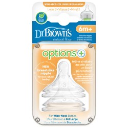 Dr. Brown's Wide Neck Options+ Silicone Nipple 2...