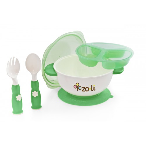 Zoli Stuck Suction Feeding Bowl Kit - Green