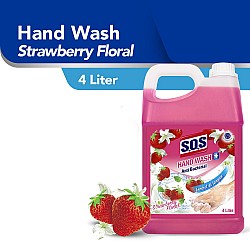 SOS Hand Wash Sabun Cuci Tangan Anti Bacterial 4 Liter - Strawberry Floral