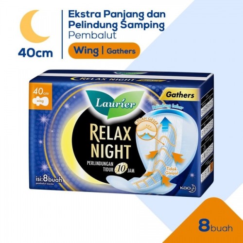 Laurier Relax Night Wing Gathers Pembalut Wanita 40 cm - 8S