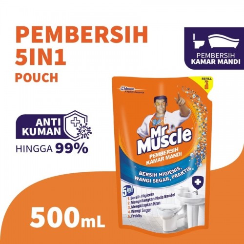 Mr Muscle Pembersih Kamar Mandi 5 in 1 Pouch - 500 ml
