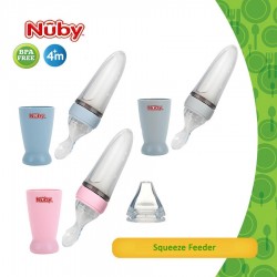 Nuby All Silicone Squeeze Feeder - Pink / Grey /...