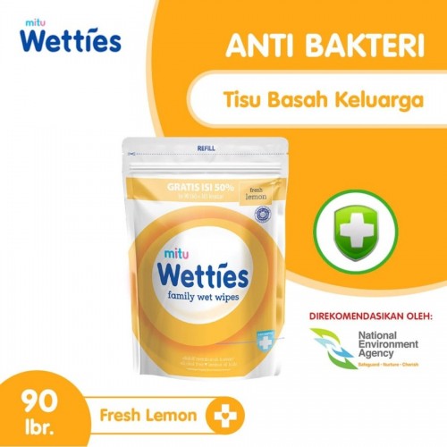 Mitu Wetties Tisu Basah Refill 90 Sheet - Fresh Lemon