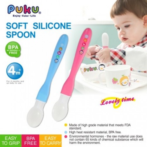 Puku Soft Silicone Spoon - Pink
