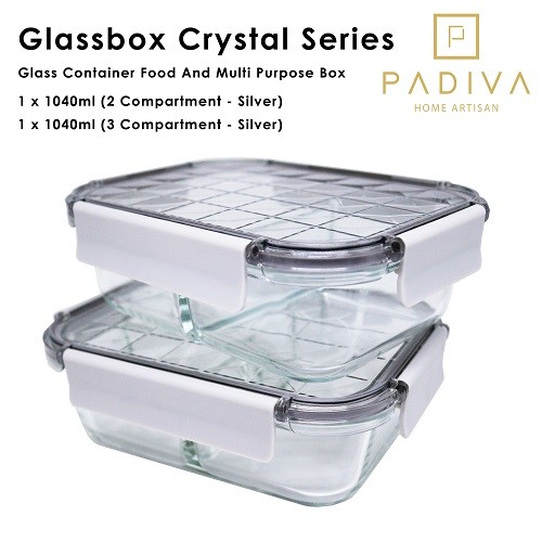 Padiva Glassbox Crystal Mix 2 + 3 Compartment 1040 ml - Silver Grey