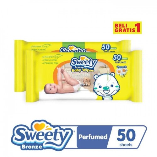 Sweety Bronze Baby Wipes Perfumed 50 sheet - Buy 1 Get 1