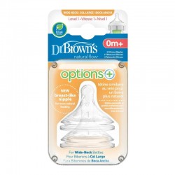 Dr. Brown's Wide Neck Options+ Silicone Nipple 2...
