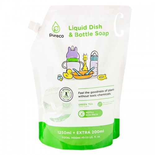 Pureco Liquid Dish & Bottle Soap Sabun Cuci Botol Bayi Refill - 1450 ml