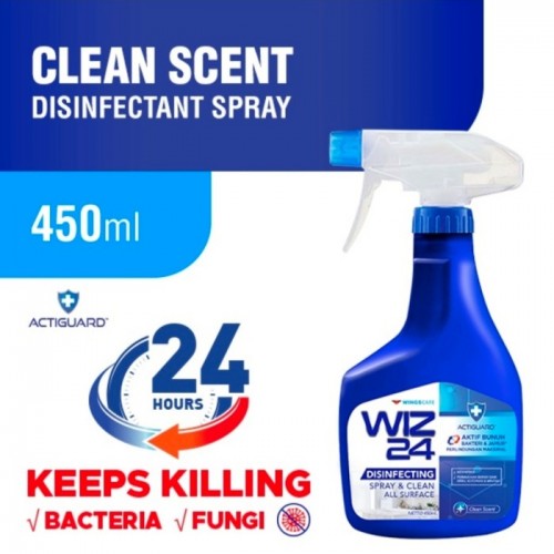 WIZ 24 Disinfectant Spray and Clean 450 ml - Clean Scent