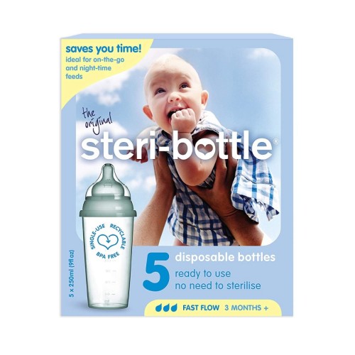 Steri Bottle Disposable Baby Bottles 250ml - 5 Pack