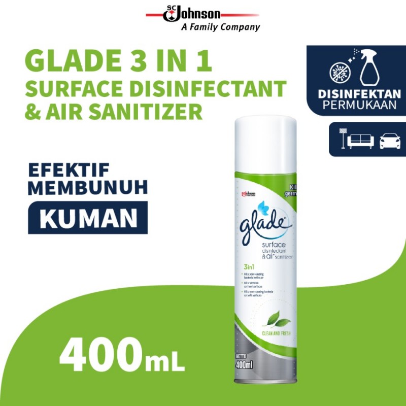 Jual Murah Glade 3 in 1 Surface Disinfectant & Air Sanitizer - 400 ml Mart  di Jakarta