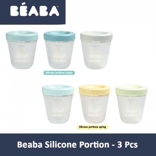 Beaba Silicone Portion 3 Pcs Tempat Penyimpanan MPASI - Jungle / Spring