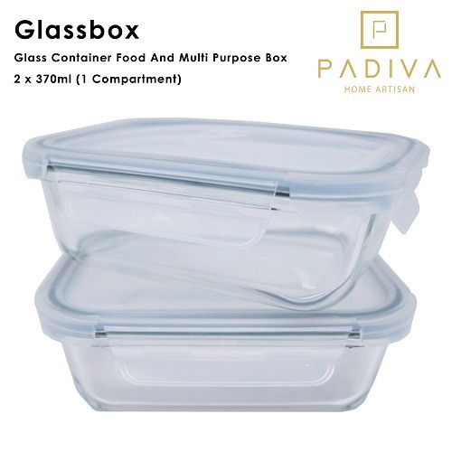 Padiva Glassbox 1 Compartment isi 2 Pcs - 370 ml