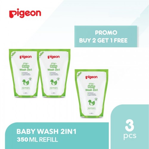 Pigeon Baby Wash 2 in 1 Hair and Body Refill 350 ml - Buy 2 Get 1 Free