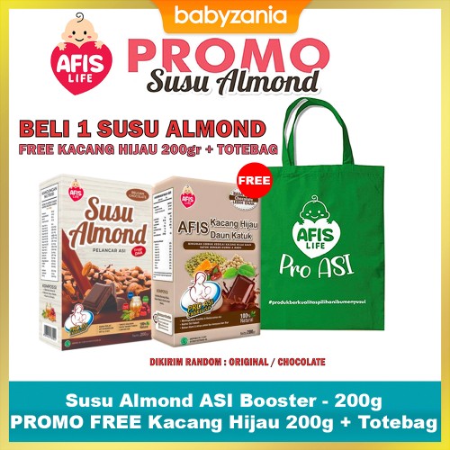 Afis Life Susu Almond Pelancar ASI Booster 200 gram PROMO Buy 2 Get 1 Free Totebag