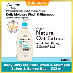 Aveeno Baby Daily Moisture Wash & Shampoo Sabun & Sampo Bayi - 532 ml