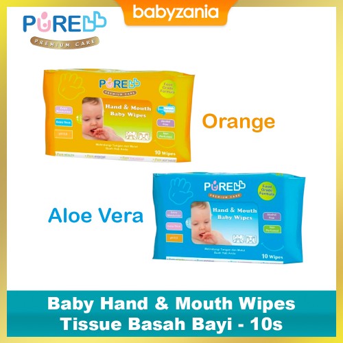 Pure BB Baby Hand & Mouth Wipes Tissue Basah Bayi - 10's