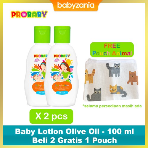 Probaby Baby Lotion Olive Oil Pelembab Kulit Bayi - 100 ml - Beli 2 Gratis 1 Pouch