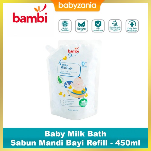 Bambi Baby Milk Bath Sabun Mandi Bayi Refill - 450ml
