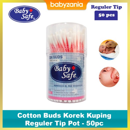 Baby Safe Cotton Buds Reguler Pot - 50 pcs