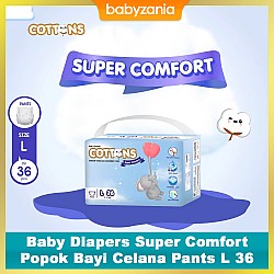 Cottons Baby Diapers Super Comfort Popok Bayi Celana Pants L 36