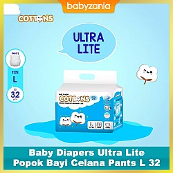 Cottons Baby Diapers Ultra Lite Popok Bayi Celana Pants L 32
