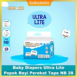 Cottons Baby Diapers Ultra Lite Popok Bayi Perekat Tape NB 28