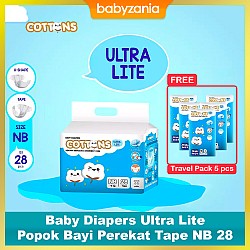 Cottons Baby Diapers Ultra Lite Popok Bayi Perekat Tape NB 28