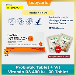 Interlac Probiotik Tablet + Vit Vitamin D3 400 iu - 30 Tablet