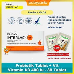 Interlac Probiotik Tablet + Vit Vitamin D3 400 iu...