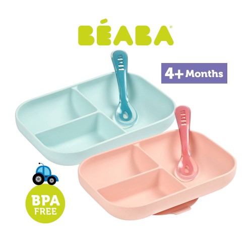 Beaba Set Silicone Divided Suction - Pink / Blue