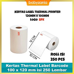 Kertas Thermal Label Barcode SPX 100 x 120 mm isi 250 Lembar