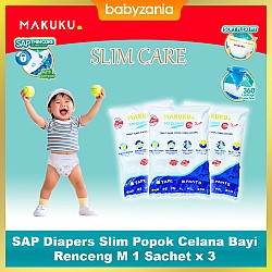 Makuku SAP Diapers Slim Popok Celana Bayi Renceng M 1 Sachet x 3