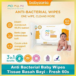 Momami Anti Bacterial Baby Wipes Tissue Basah Bayi - Fresh 60s