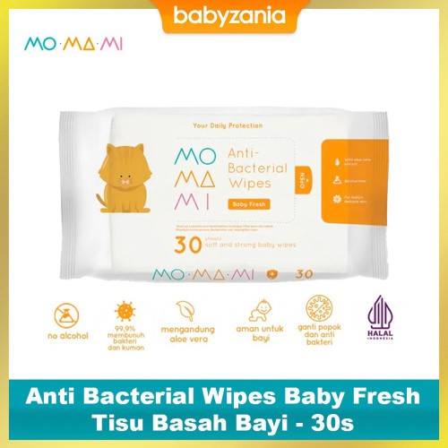 Momami Anti Bacterial Wipes 30 Sheet - Baby Fresh