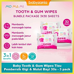 Momami Baby Tooth & Gum Wipes Tisu Pembersih Gigi & Mulut Bayi 30s - 3 pack