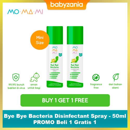 Momami Bye Bye Bacteria Disinfectant Spray 50 ml - Beli 1 Gratis 1