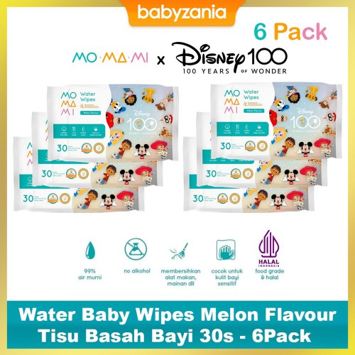 Momami Water Baby Wipes 30 Sheet Melon Flavour - PROMO 6 Pack