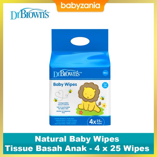 Dr. Brown's Natural Baby Wipes 4 x 25 Wipes