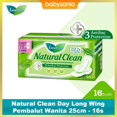 Laurier Natural Clean Day Wing and Long Pembalut Wanita 22cm - 16S