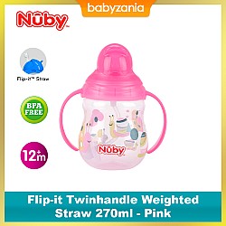 Nuby Flip-it Twinhandle Weighted Straw 270ml -...