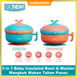 Oonew 3 in 1 Baby Insulated Bowl & Masher...