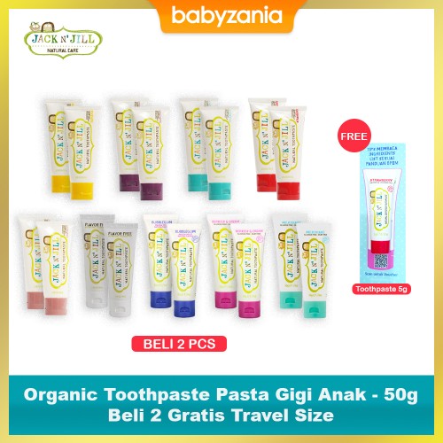 Jack N Jill Organic Toothpaste Pasta Gigi Anak 50 gr - Beli 2 Gratis Travel Size