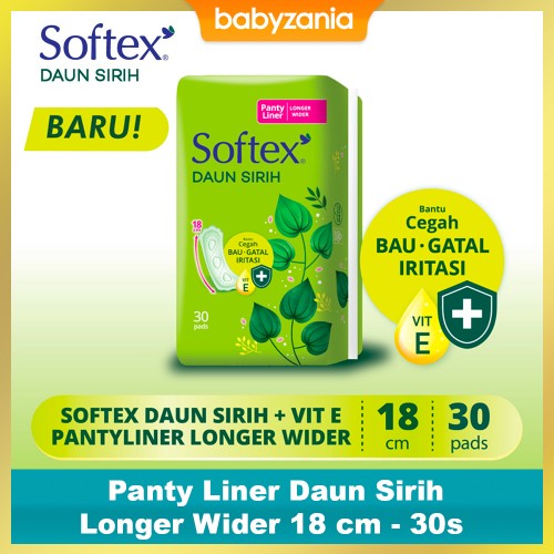 Softex Panty Liner Daun Sirih Longer Wider 18 cm - 30 s