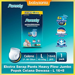Parenty Ekstra Serap Pants Popok Celana Dewasa Heavy Flow Jumbo L 16+8