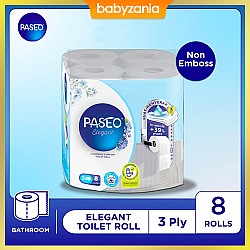 Paseo Tisu Toilet Elegant Tissue Toilet Core Non Emboss 8 Rolls 300s