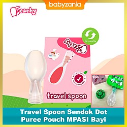 Peachy Travel Spoon Sendok Dot Puree Pouch MPASI Bayi